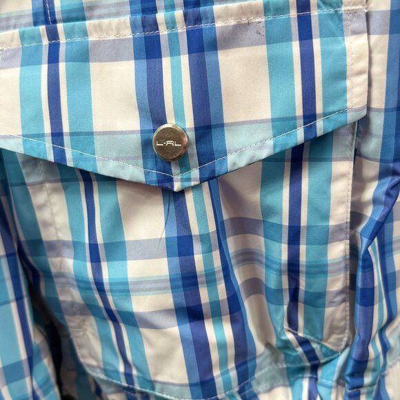 Lauren Ralph Lauren Active Plaid Zip Jacket XL Blue White Lightweight Mesh Lined - Picture 6 of 14